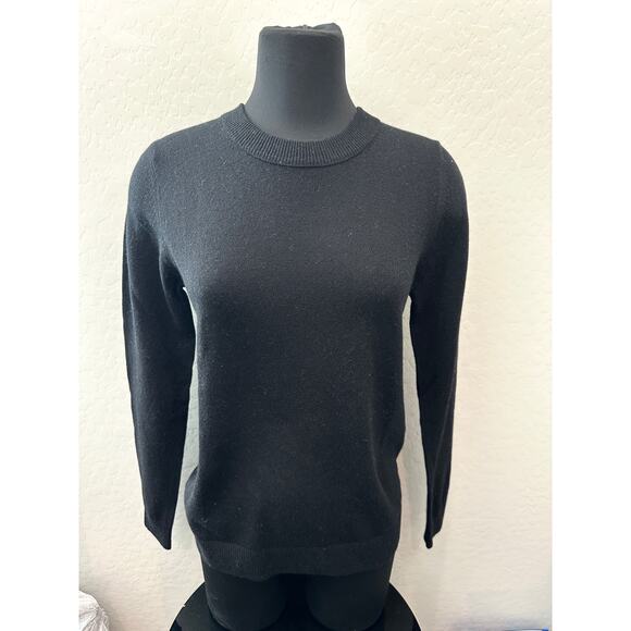 🆕 JENNIE LIU | Black 100% Cashmere Soft Minimalist Crewneck Sweater | Medium - Picture 2 of 7
